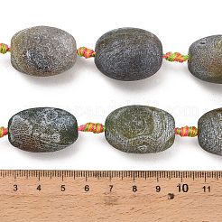 天然石風化瑪瑙ビーズ連売り  染め＆加熱  オーバル  黄緑  28~29x17~21mm  穴：3mm  約11個/連  15.51''（39.4センチメートル）&nbsp;G-A321-M02-01