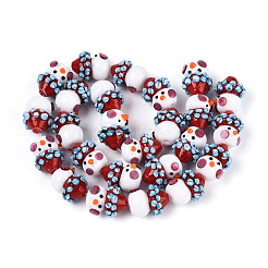 クリスマスの手作りランプワークビーズ  雪だるま  ファイヤーブリック  16.5~19x13~15x13.5~16mm  穴：1~1.6mm&nbsp;LAMP-T022-29A
