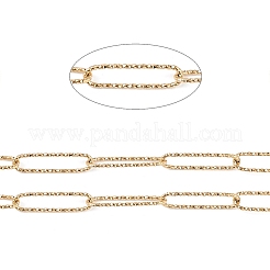 304ステンレススチールテクスチャペーパークリップチェーン  溶接されていない  スプールで  ゴールドカラー  20x5x1mm  約32.81フィート（10m）/ロール&nbsp;CHS-C006-07G