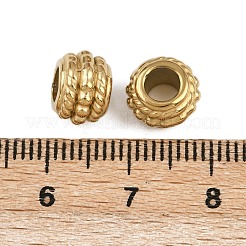304ステンレススチールヨーロピアンビーズ  イオンプレーティング（ip）  大穴ビーズ  ロンデル  18KGP本金メッキ  9x6.5mm  穴：4mm&nbsp;STAS-K295-21G