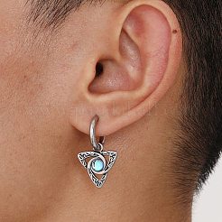 ステンレス製のフープピアス  アンティークシルバー  三角形  31.5x17.6mm&nbsp;PW-WG7D364-02