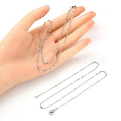 304ステンレススチールアズキチェーンネックレス10個セット、男性用、女性用  ステンレス鋼色  17.72インチ（45cm）&nbsp;MAK-YW0002-01P