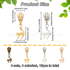 合金交換用ジッパースライダー  ジッパープル  猫の模様  4.5cm  ペンダント：19x14x2mm  4個/セット&nbsp;PALLOY-PH01591-02