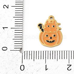 ハロウィーン 304 ステンレススチール エナメルペンダント  ゴールドカラー  カボチャ  14.5x11.5x1mm  穴：1.2mm&nbsp;LS-FIND-I068-01G-05