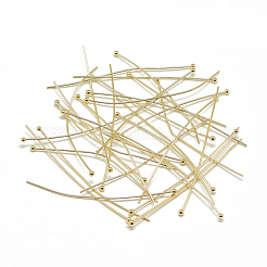 真鍮のボールヘッドピン  18KGP本金メッキ  50x0.8mm  20ゲージ  ヘッド：2mm&nbsp;KK-T032-013G