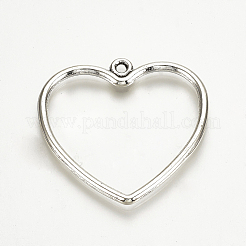 合金のチベット風チャーム  ハート  カドミウムフリー＆鉛フリー  アンティークシルバー  28.5x30x2mm  穴：1mm  約615個/1000g&nbsp;TIBE-T007-33AS-LF