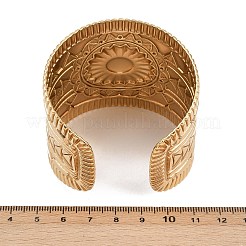 女性用304ステンレススチールカフバングル  太陽  ゴールドカラー  2-1/8インチ（5.3cm）  内径：2-1/8インチ（5.5cm）&nbsp;BJEW-D363-02B-G