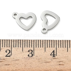 304ステンレススチールチャーム  ハート  艶出し  ステンレス鋼色  9x11x1mm  穴：1.2mm&nbsp;LS-STAS-P423-02P