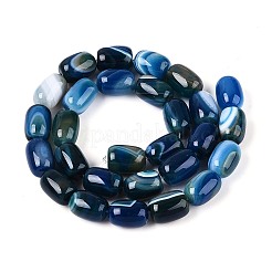染めた天然バンド瑪瑙ビーズ連売り  バレル  マリンブルー  12.5~14x9.5~11mm  穴：0.7~0.9mm  約28個/連  15.16~15.35''（38.5~39センチメートル）&nbsp;G-T144-44D