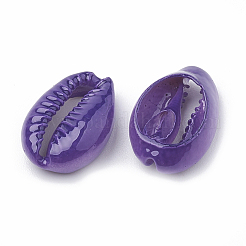 天然カウリーシェルビーズ  スプレー塗装  暗紫色  15~18x11~12x5~7mm&nbsp;X-SHEL-T007-74B