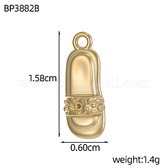 304ステンレスペンダント  イオンプレーティング（ip）  スリッパチャーム  18KGP本金メッキ  15x6mm  穴：1mm&nbsp;STAS-OY011-52G