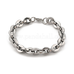 304ステンレススチール製オーバルリンクチェーンブレスレット女性用男性用  ステンレス鋼色  8-5/8インチ（22cm）&nbsp;BJEW-F488-62P