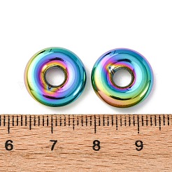 304ステンレススチールヨーロピアンビーズ  大穴ビーズイオンプレーティング(IP)  ドーナツ  虹色  14.5x3.8mm  穴：4.5mm&nbsp;STAS-D383-01A-RC