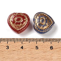 手作りランプワークビーズ  花とハート  ゴールドライン入り  ミックスカラー  15x16x7.5mm  穴：0.8mm&nbsp;LA-CBA4A8C-13