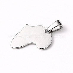 変色しにくい304ステンレススチールペンダント  地図の形  ステンレス鋼色  18x14x1mm  穴：3x4mm&nbsp;STAS-I127-025P-01