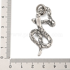 316サージカルステンレスペンダント  丸カン付き  スネークチャーム  アンティークシルバー  49x22.5x4.5mm  穴：7.5mm&nbsp;STAS-Z073-124AS-03