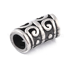 304ステンレスチューブビーズ  カーブ  中空  アンティークシルバー  8.5x16x8mm  穴：5.2mm&nbsp;STAS-I190-09AS