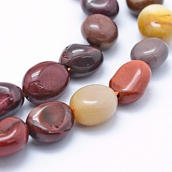 天然石モッカイトビーズ連売り  オーバル  7~11x8~10x3.5~11mm  穴：1mm  約43~44個/連  15.7インチ&nbsp;G-K230-06