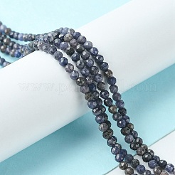 天然サファイアビーズ連売り  多面カット  ラウンド  3mm  穴：0.6mm  約108個/連  15.28''（38.8センチメートル）&nbsp;G-G204-A02-3.5mm
