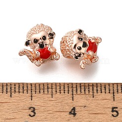 メッキ合金エナメル欧州ビーズラック  大穴ビーズ  サル  ローズゴールド  9.5x9.5x7.5mm  穴：4.5mm&nbsp;PALLOY-P307-13RG