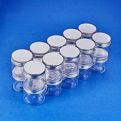 クリアプラスチックビーズ収納ケース  アルミカバー付き  コラム  透明  5x3.2cm  容量：30ミリリットル  20個/セット&nbsp;CON-BC0004-81