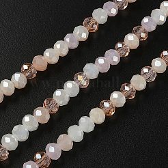 電気メッキガラスビーズセット  多面カット  ロンデル  砂茶色  5.5~6x5mm  穴：1mm  約90~92個/連  16.54インチ〜16.93インチ（42~43cm）&nbsp;EGLA-YW0002-D09
