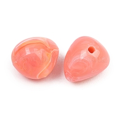 不透明アクリル天然石風ビーズ  三角形  ツートン  ライトコーラル  12~12.5x15x12~12.5mm  穴：2mm  約396個/500g&nbsp;OACR-G064-13A