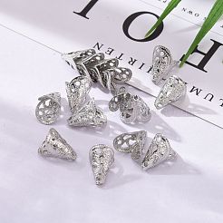 変色しにくい無花弁316サージカルステンレススチール製コーンビーズキャップ  ステンレス鋼色  12x10mm  穴：1.5mm&nbsp;STAS-M257-02