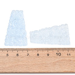 染色された天然水晶の彫刻ペンダント  花柄の台形チャーム  ライトブルー  40~40.5x22.5~23x2~3mm  穴：1mm&nbsp;GG-CBA0022-14B