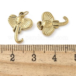 イオンプレーティング（IP）304ステンレスペンダント  丸カン付き  象のチャーム  14KGP本金メッキ  15x12x2.5mm  穴：3mm&nbsp;STAS-B075-24G