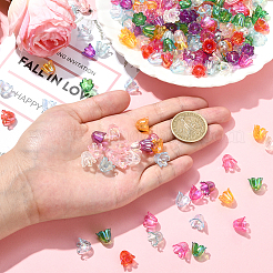 540色UVメッキアクリルビーズキャップ9個  DIY装飾用アクセサリー  虹色の花  ミックスカラー  11x8.5mm  穴：1.4mm  60個/カラー&nbsp;MACR-SP0001-88