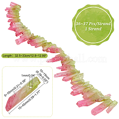 1連売り天然水晶染色ビーズ連売り  ナゲット  15~45x10~15x8~10mm  穴：1mm  約36~37個/連  12.80~12.99インチ（32.5~33cm）&nbsp;G-PH0002-28