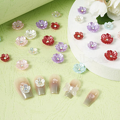 96個 12スタイル 不透明樹脂パヴェラインストーンカボション  花  ミックスカラー  8~11x8~11x3~3.5mm  8個/スタイル&nbsp;RESI-TA0002-33