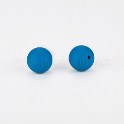 丸いシリコン焦点ビーズ  ティール  15mm  穴：2mm&nbsp;SI-JX0046A-34