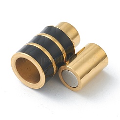 304ステンレススチール製マグネット留め具、接着端付き  チューブ  ゴールド  20x7~10mm  内径：6mm&nbsp;X-STAS-B009-03G