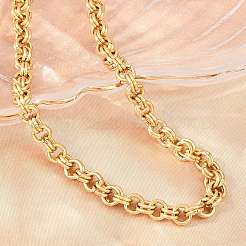 女性用7mm 304ステンレススチール製ダブルリンクチェーンネックレス  イオンプレーティング（ip）  ゴールドカラー  16.30インチ（41.4cm）&nbsp;SA-H001-24G