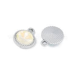 Uvメッキ合金ペンダント  ガラスと  鉛フリー＆カドミウムフリー  フラットラウンド  プラチナ  18x14x6mm  穴：2mm&nbsp;FIND-M018-29P