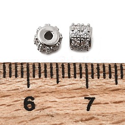 真鍮製の透明なキュービックジルコニアビーズ  コラム  プラチナ  4.5x3.5mm  穴：1.2mm&nbsp;KK-G553-09P