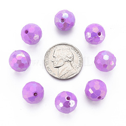 不透明なアクリルビーズ  多面カット  染め  ABカラー  ラウンド  青紫色  12x11.5mm  穴：1.8mm  約560個/500g&nbsp;TACR-S154-10F-03