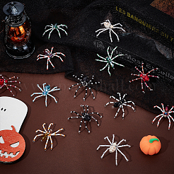 4セット2スタイルのガラスペンダント  ハロウィン用  クモ  ミディアムスプリンググリーン  52~55x52~55x9.5~10mm  穴：1.6~3mm  2セット/スタイル&nbsp;FIND-WR0011-62