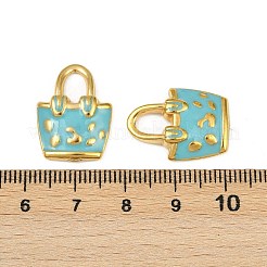 304ステンレススチールエナメルペンダント  バッグチャーム  イオンプレーティング（ip）  18KGP本金メッキ  ライトスカイブルー  21x15.5x4mm  穴：7x4.5mm&nbsp;STAS-Z140-03G-02