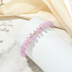 天然クンツァイトチップと真鍮ビーズを使用した女性用ストレッチブレスレット  内径：2.05インチ（5.2cm）&nbsp;BJEW-JB14005