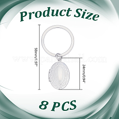304ステンレススチールキーチェーン8個  リング付き  ステンレス鋼色  50mm  8個/セット&nbsp;KEYC-HY00010