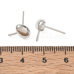 真鍮製スタッドピアスパーツ  オーバル  片穴パーツ用  長持ちメッキ  ラックめっき  プラチナ  8.5x11mm  ピン：12x0.7mm＆1mm&nbsp;KK-CBABAE6-03P