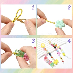 Diyキーホルダー作成キット  ポリエステルとスパンデックスのコードロープを含む  ABSプラスチック、アクリル、樹脂ビーズ  合金とプラスチックの留め具  ミックスカラー  2mm&nbsp;DIY-YW0018-14