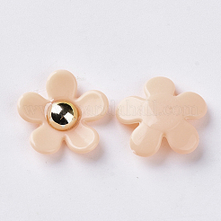 オペークアクリルカボション  花  ミックスカラー  17x17~18x5mm  ボトム：9mm&nbsp;X-SACR-N007-A-01