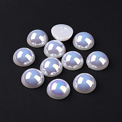 ABSプラスチックパール調ビーズ  ABカラーメッキ  半円  ホワイト  17.5x8.5mm  穴：1.4mm&nbsp;FIND-A013-11A