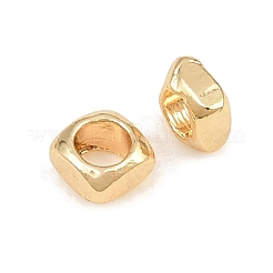 真鍮製スペーサービーズ  正方形  18KGP本金メッキ  2x2x1mm  穴：1.2mm&nbsp;KK-CBABC34-06G