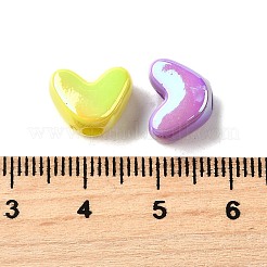 UVメッキ不透明アクリルビーズ  虹色の  ハート  ミックスカラー  9x11.5x7mm  穴：1.4mm&nbsp;MACR-F083-12