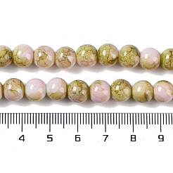 ベーキングペイントガラスビーズ連売り  ラウンド  ダークカーキ  8mm  穴：1mm  約104~105個/連  30.71~31.10''（78~79センチメートル）&nbsp;GLAA-H031-01B-06